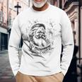 Vintage Christmas Santa Claus Face Old Fashioned Vintage Art Men Women Long Sleeve T-shirt Graphic Print Unisex Gifts for Old Men
