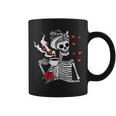 Womens Valentines Day Woman Skeleton Messy Bun Coffee Funny Women  Coffee Mug