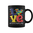 Autism Awareness Month Love Heart Puzzle Piece Teacher Life Coffee Mug