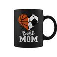 Ball Mom Heart Funny Soccer Basketball Mom Coffee Mug