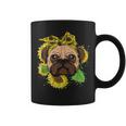 Funny Pug Dog Mom Sunflower Head Bandana Womens Girls Gift Coffee Mug