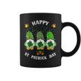 Happy St Patricks Day Funny Three Gnomes Holding Shamrock Coffee Mug