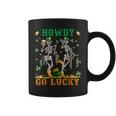 Howdy Go Lucky Shamrock Dancing Skeleton Patricks Day 2023 Coffee Mug