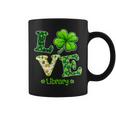 Love Shamrock Library St Patricks Day Teacher Coffee Mug