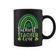 Luckiest Teacher Ever Rainbow Shamrock St Patricks Day Coffee Mug