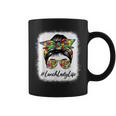 Lunch Lady Messy Bun Women Supporting Autism Awareness Month Coffee Mug