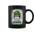 One Lucky Nurse Messy Bun Shamrock St Patricks Day Coffee Mug
