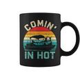 Vintage Comin In Hot Pontoon Boat Boating Dad Fathers Day Coffee Mug