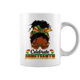 Celebrate Junenth 1865 Messy Bun Glasses Black Women Coffee Mug