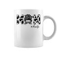 Funny Mom Life Cow Messy Bun Hair Bandana Glasses Mommy Girl Coffee Mug