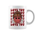 Hippie Smiling Face Wearing Beanie Hat Love You Valentine Coffee Mug