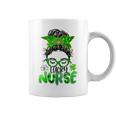 Lucky Nurse St Patricks Day Nurse Shamrock Messy Bun Mom Coffee Mug