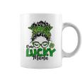 One Lucky Mama St Patricks Day Messy Bun Leopard Bandana Coffee Mug