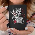 Womens Valentines Day Woman Skeleton Messy Bun Coffee Funny Women  Coffee Mug