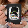 Be Kind Autism Awareness Messy Bun Afro Autistic Girl Woman Coffee Mug Unique Gifts