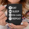 Funny Eat Sleep Fix Cars Repeat Auto Mechanic Gift Coffee Mug Unique Gifts