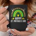 Happy St Patricks Day Rainbow Leopard Print Shamrock Irish Coffee Mug Personalized Gifts
