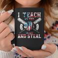 I Teach My Kids To Hit And Steal Baseball Dad American Flag Coffee Mug Unique Gifts