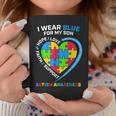 I Wear Blue For My Son Autism Awareness Mom Dad Heart Puzzle Coffee Mug Unique Gifts