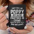 Mens Fathers Day Gift They Call Me Poppy Because Partner In Crime Coffee Mug Funny Gifts