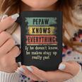 Mens Pepaw Knows Everything Grandpa Fathers Day Gift Coffee Mug Funny Gifts