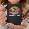 Mens Pitbull Dad Smiling Pittie On Vintage Sunset Pitbull Dad Coffee Mug Funny Gifts