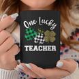 One Lucky Teacher Shamrock Leopard Plaid St Patricks Day Coffee Mug Personalized Gifts