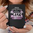 Proud Little Sister I 2023 Graduate Black Purple Outfit Coffee Mug Unique Gifts