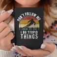 Vintage Dont Follow Me I Do Stupid Things Cool Skiing Gift Coffee Mug Funny Gifts