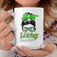 Funny Love Messy Bun Teacher Life St Patricks Day Shamrock V2 Coffee Mug Funny Gifts