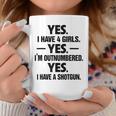 I Have 4 Girls Im Outnumbered Funny Daddy Dad Of Girls Coffee Mug Unique Gifts