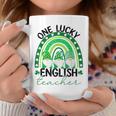 One Lucky English Teacher Gnomes St Patricks Day Rainbow Coffee Mug Funny Gifts