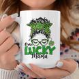 One Lucky Mama St Patricks Day Messy Bun Leopard Bandana Coffee Mug Unique Gifts