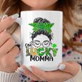 One Lucky Momma Messy Bun Mom Shamrock St Patricks Day Coffee Mug Personalized Gifts