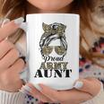 Proud Army Aunt Camouflage Messy Bun Soldier Mothers Day Coffee Mug Funny Gifts