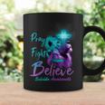 Christian Lion Cross Pray Fight Believe Suicide Awareness Coffee Mug Gifts ideas