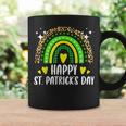 Happy St Patricks Day Rainbow Leopard Print Shamrock Irish Coffee Mug Gifts ideas