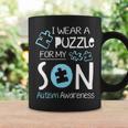 I Wear A Blue Puzzle For My Son Autism Aware Month Mom Dad Coffee Mug Gifts ideas