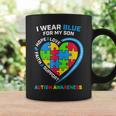 I Wear Blue For My Son Autism Awareness Mom Dad Heart Puzzle Coffee Mug Gifts ideas