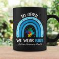 In April We Wear Blue Puzzle Rainbow Autism Awareness Month Coffee Mug Gifts ideas