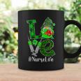 Love Gnome Nurse Life St Patricks Day Leopard Shamrock Coffee Mug Gifts ideas