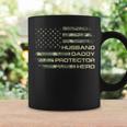 Mens Husband Daddy Protector Hero Fathers Day Camo American FlagCoffee Mug Gifts ideas