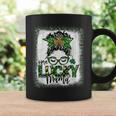 Messy Bun Leopard St Patricks Day One Lucky Mama Bleached Coffee Mug Gifts ideas
