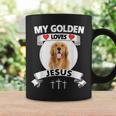 My Golden Retriever Loves Jesus Christian Family Dog Mom Dad Coffee Mug Gifts ideas