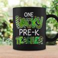 One Lucky Pre K Teacher Shamrock Leopard Plaid Patricks Day Coffee Mug Gifts ideas