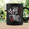Womens Valentines Day Woman Skeleton Messy Bun Coffee Funny Women Coffee Mug Gifts ideas