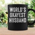 Worlds Okayest Husband Fathers Day Dad Distressed Vintage Coffee Mug Gifts ideas