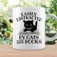 Easily Distracted By Cats And Books Black Cat Book Lover Coffee Mug Gifts ideas