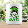 Lucky Nurse St Patricks Day Nurse Shamrock Messy Bun Mom Coffee Mug Gifts ideas