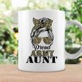 Proud Army Aunt Camouflage Messy Bun Soldier Mothers Day Coffee Mug Gifts ideas
